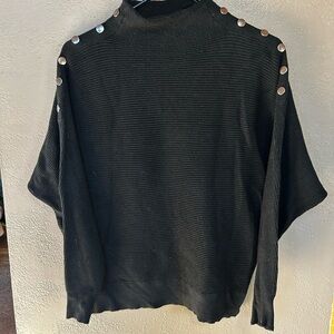 Black Sweater with Button Accents